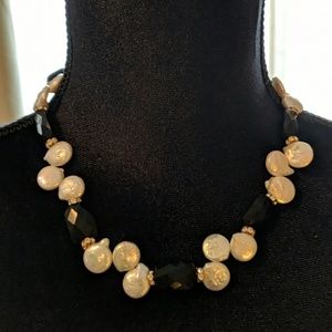 Onyx and pearl necklace w/ 14k gold filled clasp